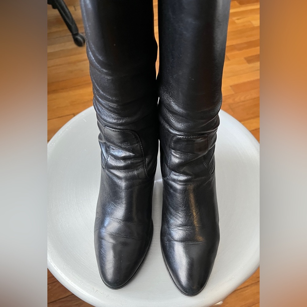 COLE HAAN NYDIA NAPPA LEATHER BLACK SLIP ON BOOTS - Size 7B